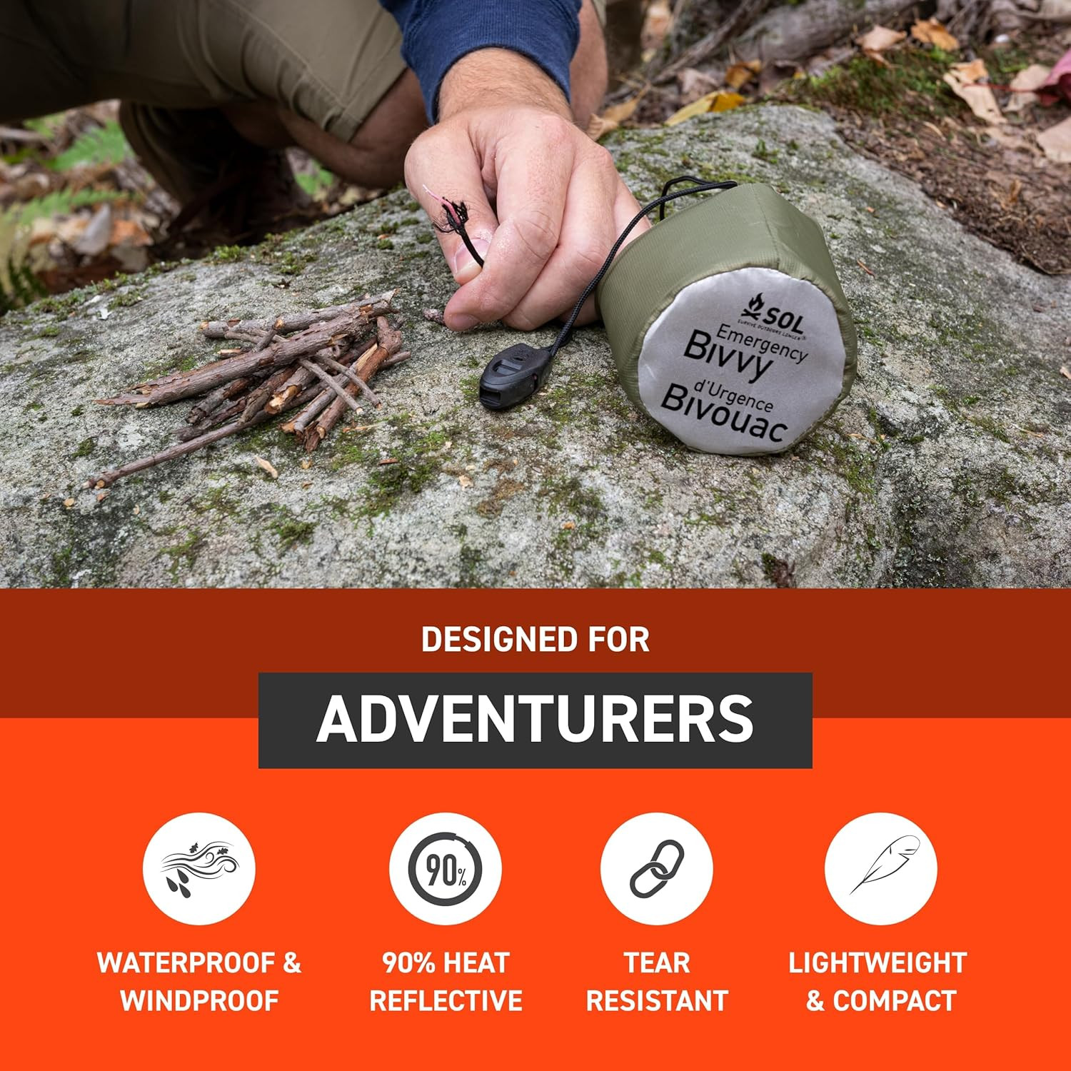Survive Outdoors Longer 90% Emergency Bivvy with Whistle & Tin Included