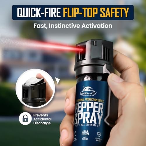 Pepper Spray for Self Defense, Large 2.3 oz Flip Top Safety, Belt Clip, 1-Pack