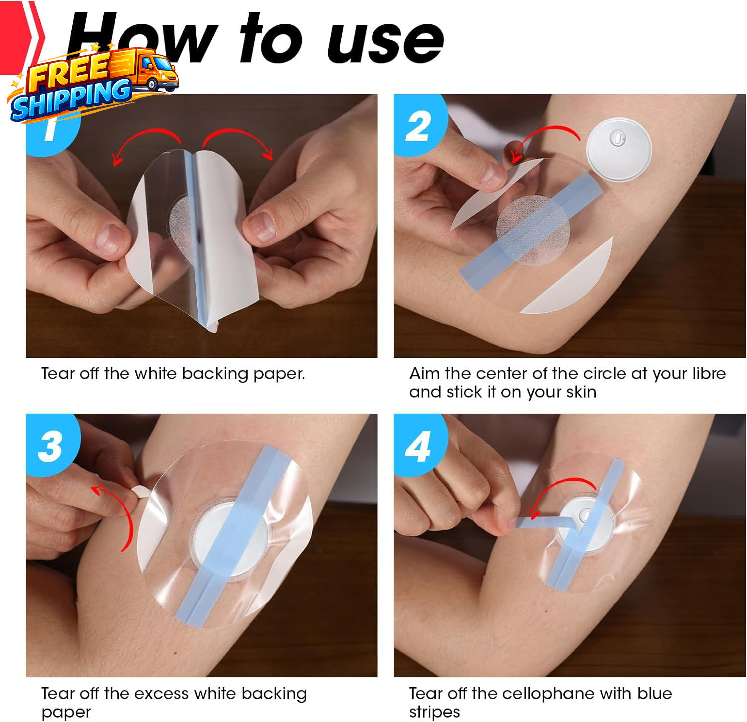 100 Pack Freestyle Sensor Covers for Libre 3 Waterproof Adhesive Patches