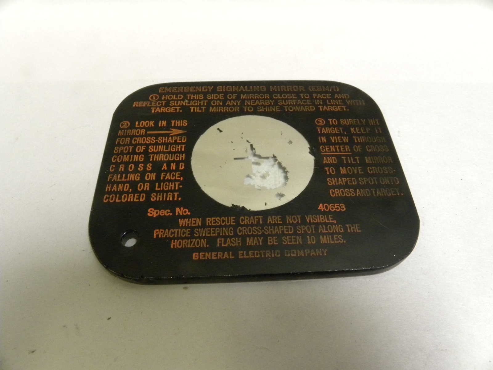 Vintage Antique GE General Electric Survival Emergency Signal Mirror (A5)