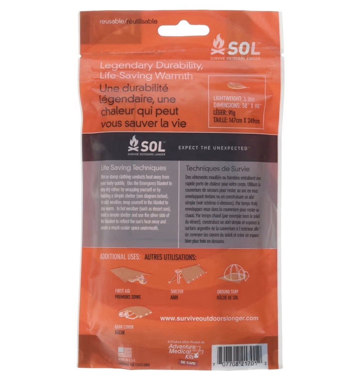 Adventure Medical Kits SOL Heatsheets Emergency Blanket 2 Person Survival