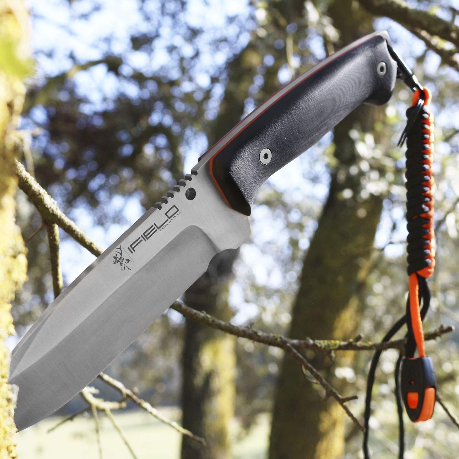 iFIELD Survival Knife Workout MOVA Satin Blade, Includes Sheath, Survival Kni…