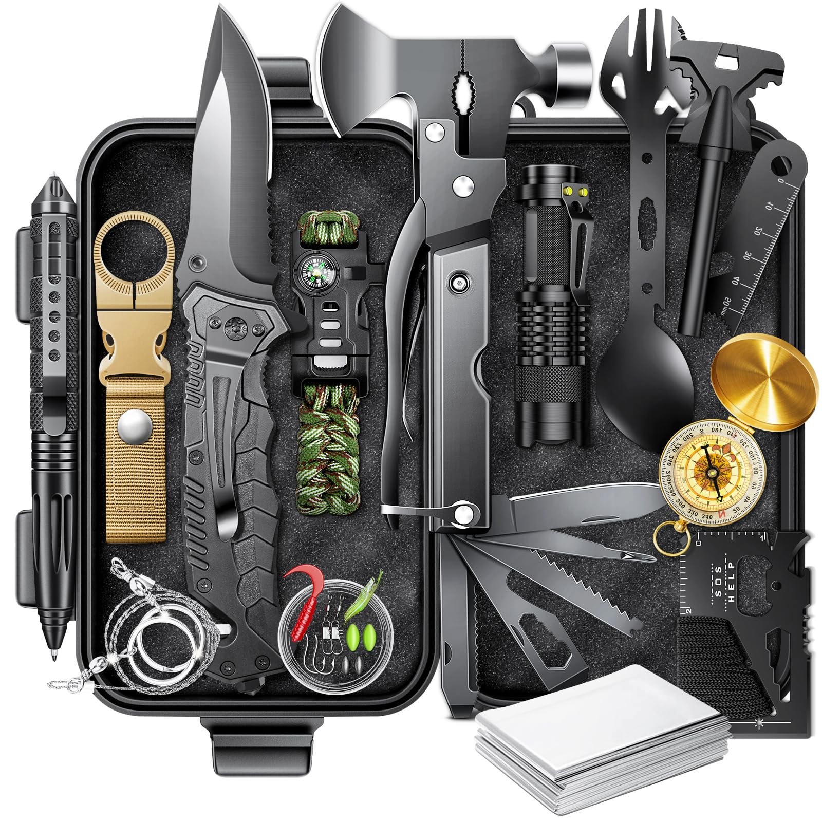 Gifts for Men-Christmas | 21-in-1 Survival Gear & Camping Accessories | Fishi…