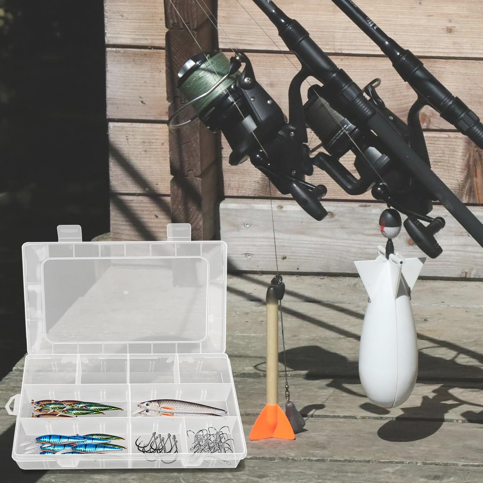 ZUFECY Small Fishing Tackle Box, 12 Clear 7.7 x 1.2 x inches, Transparent