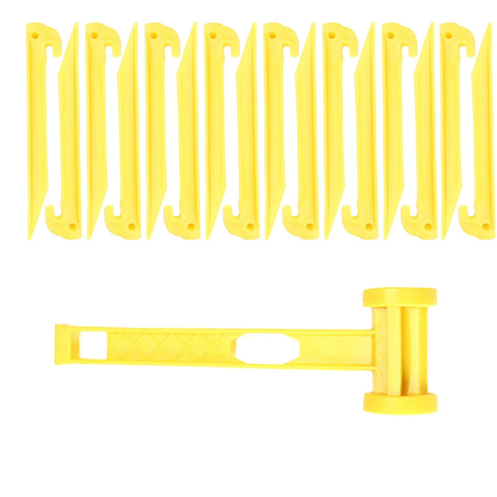 AITIME 30 Pcs 9 Inch Plastic Tent Stakes with 1 23cm, Yellow-30pcs&Hammer