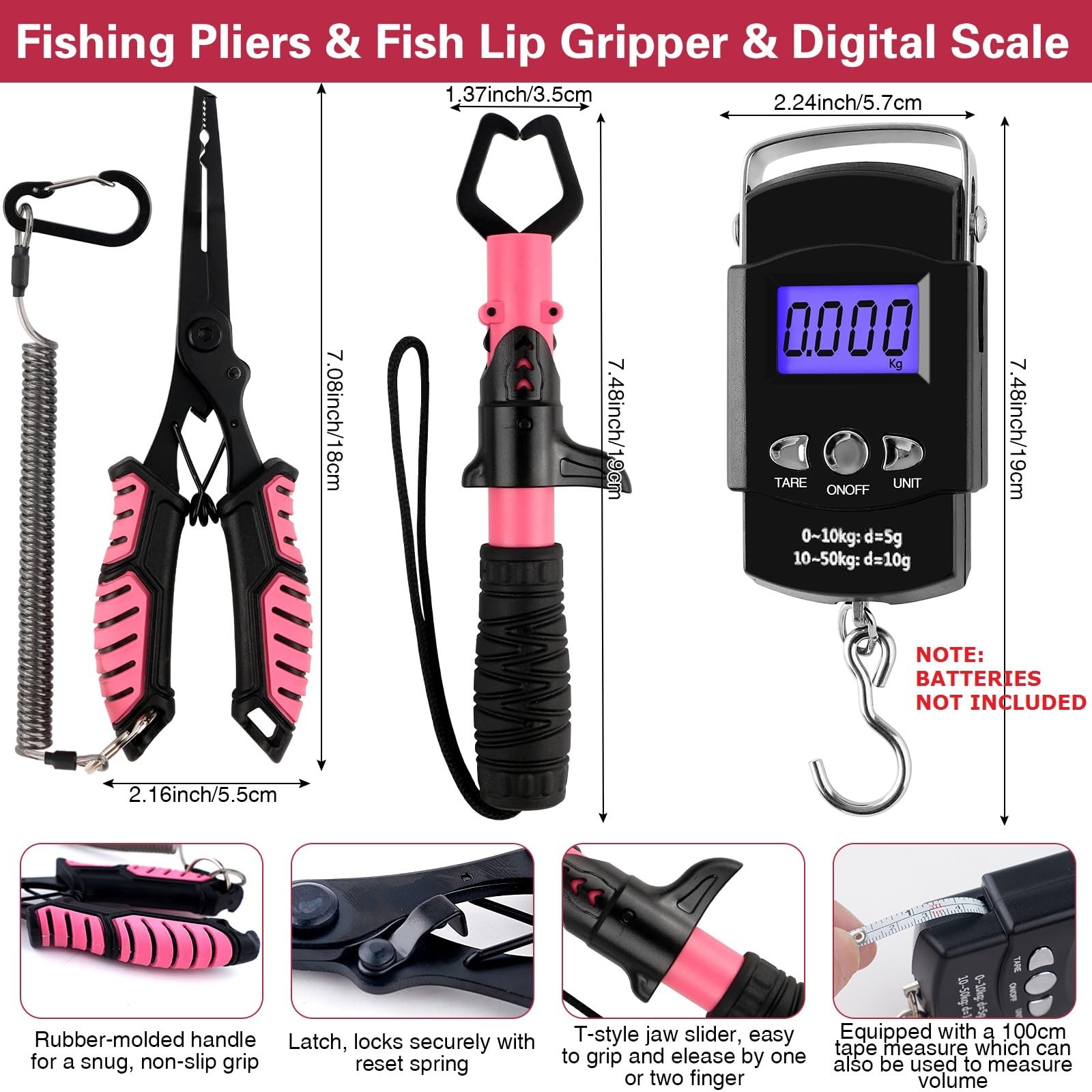 3-Layer Pink Fishing Tackle Box with Included, Tools Kit