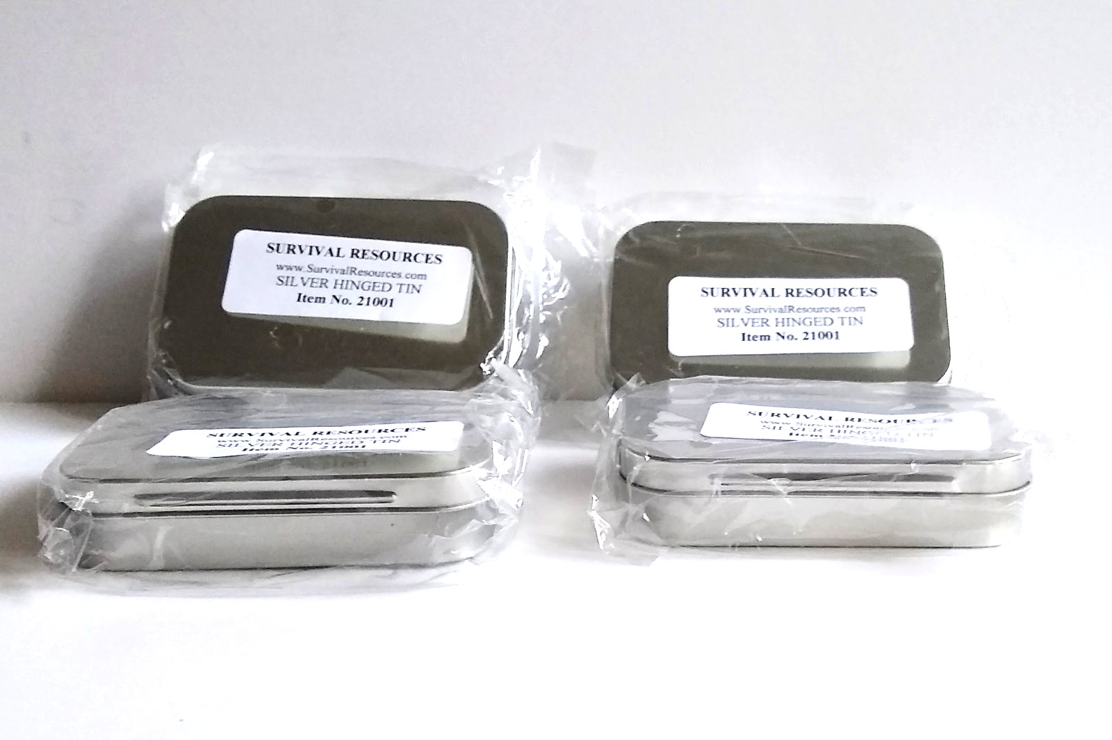 FOUR (4) NEW Metal Rectangular Hinged Tins Sealed Packaging