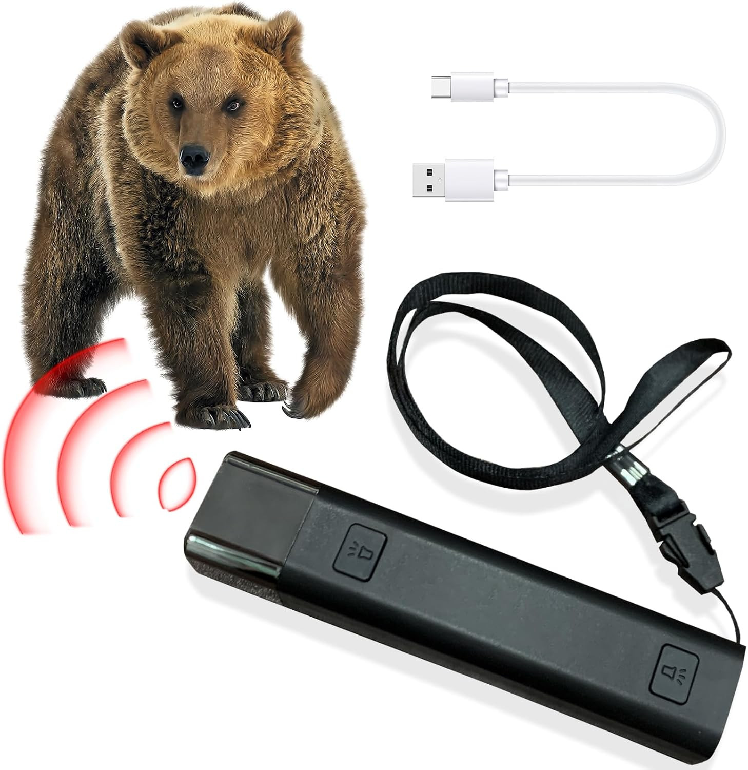 120Db Electronic Bear Horn Lighting -USB Charging Electronic Air Horn- Loud Self