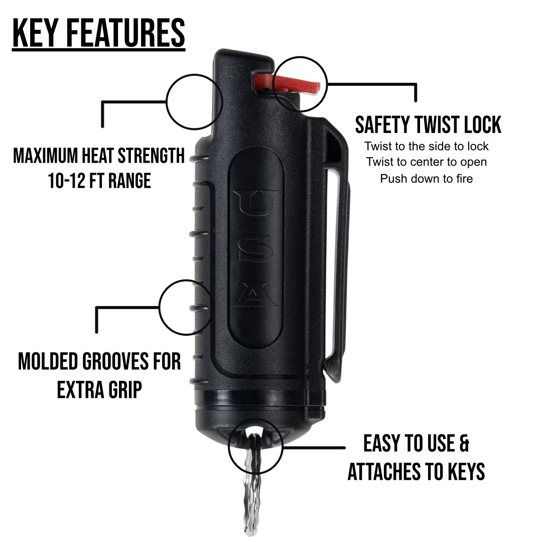 2 Police Magnum pepper spray .50oz black molded keychain self defense protection