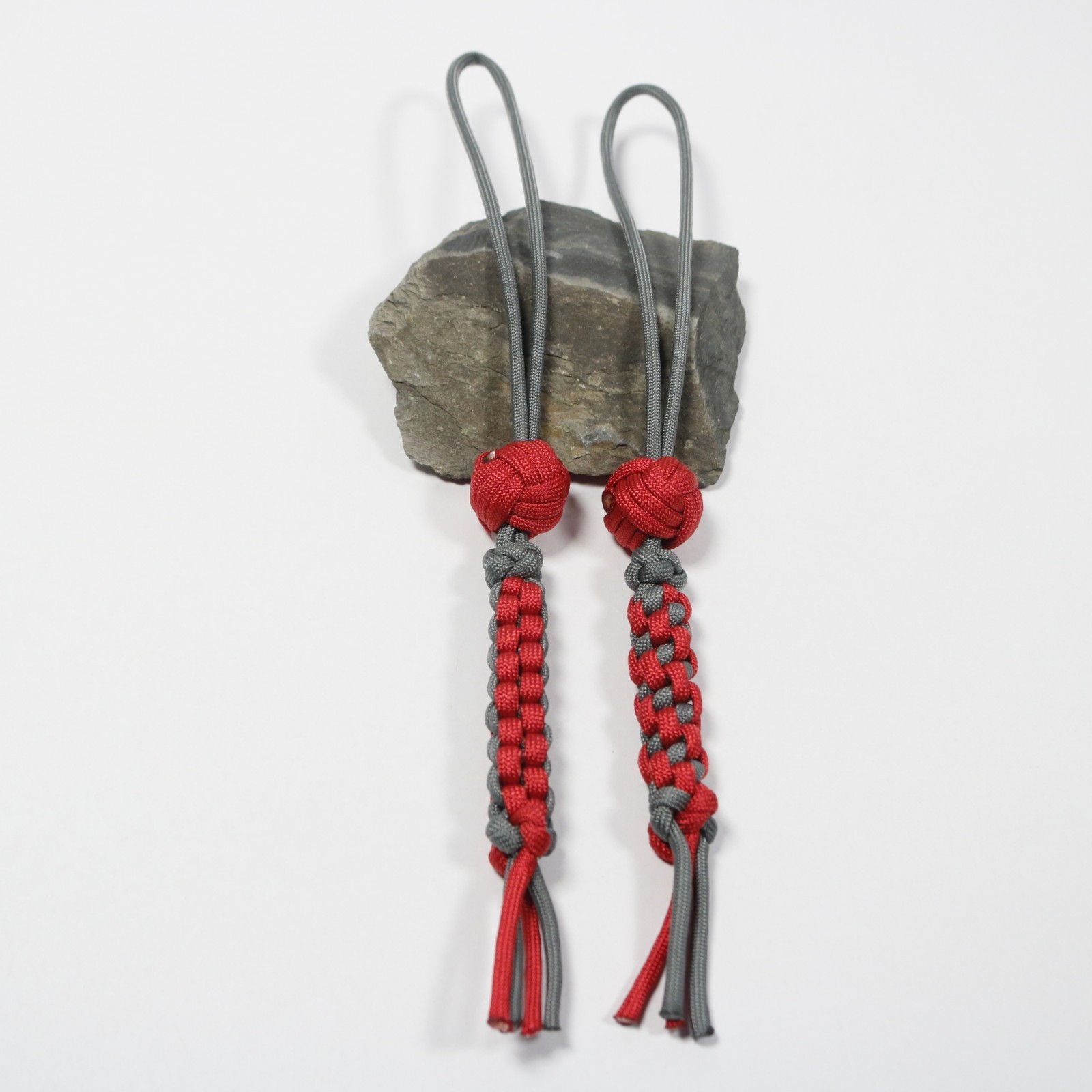 Paracord Adjustable Wrist Lanyard [2 Pack] Gray and Red
