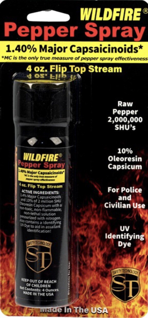 HOTTEST Wildfire Pepper STREAM Spray FLIP TOP 4 oz Home POLICE Self Defense USA