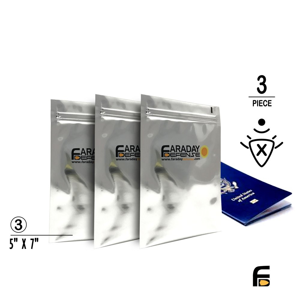 Faraday 3 PC Cell Phone NEST-Z 7.0 Mil 5-Layer EMP Bags 5″ x 7″