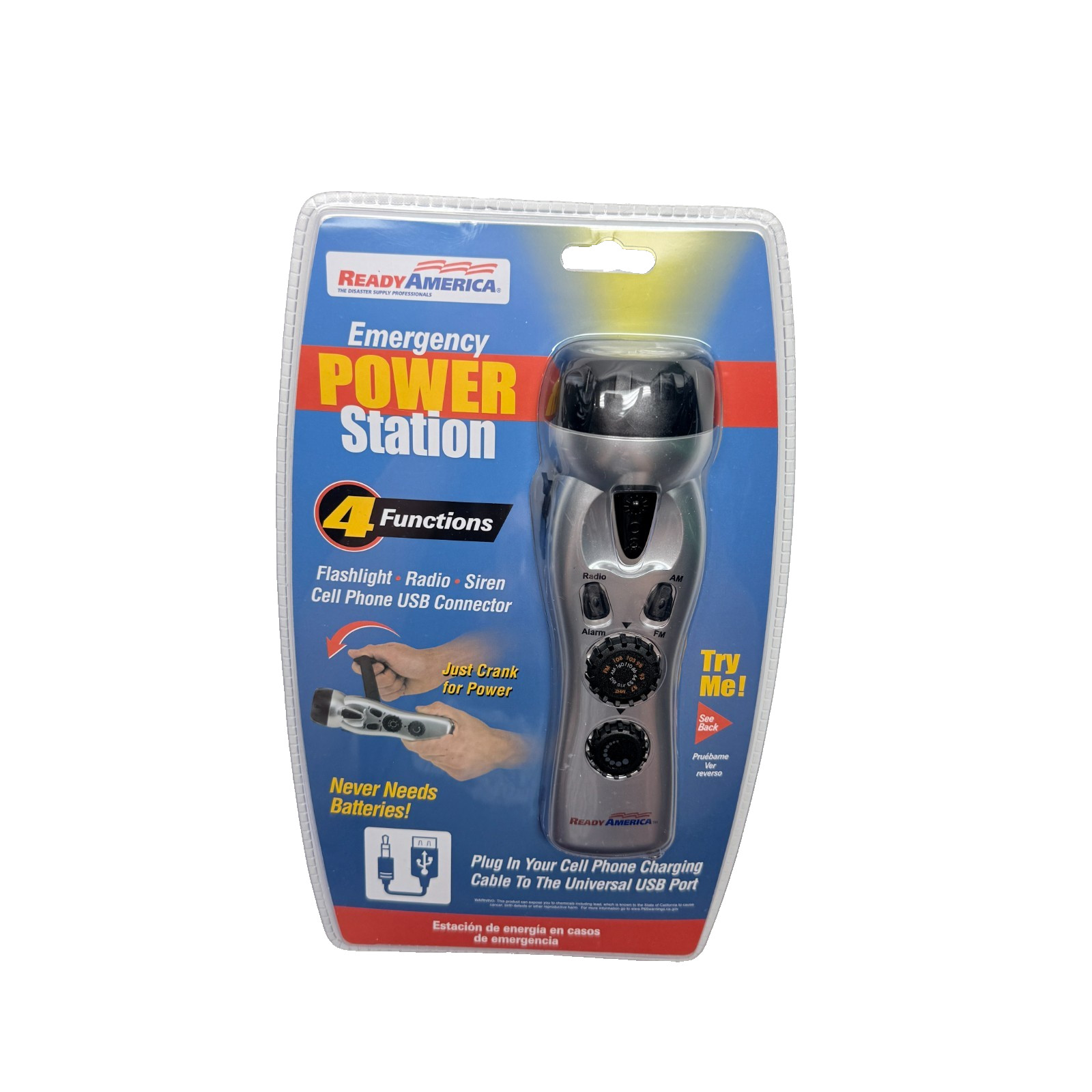 Ready America Emergency Power Station Flashlight Phone Charger Radio