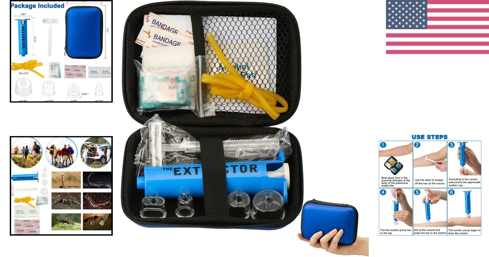 Lightweight First Aid Kit with Venom Extractor for Hiking and Camping Adventures