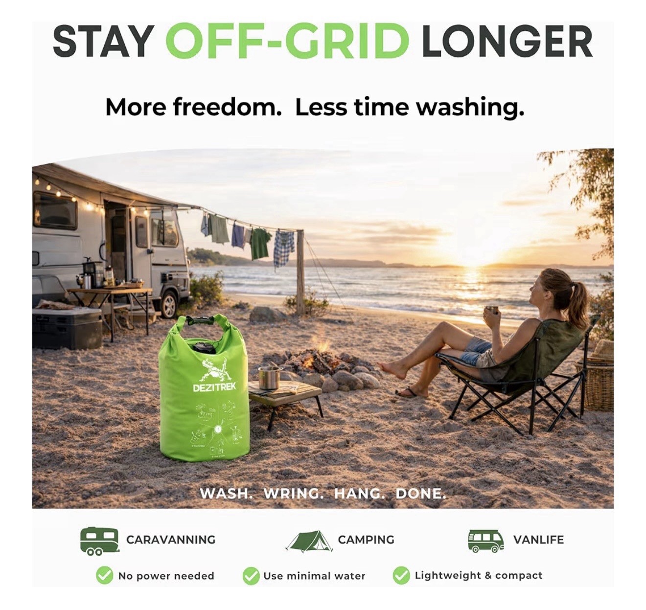 Dezitrek All In One Hand Wash Bag- Off The Grid Washing Machine