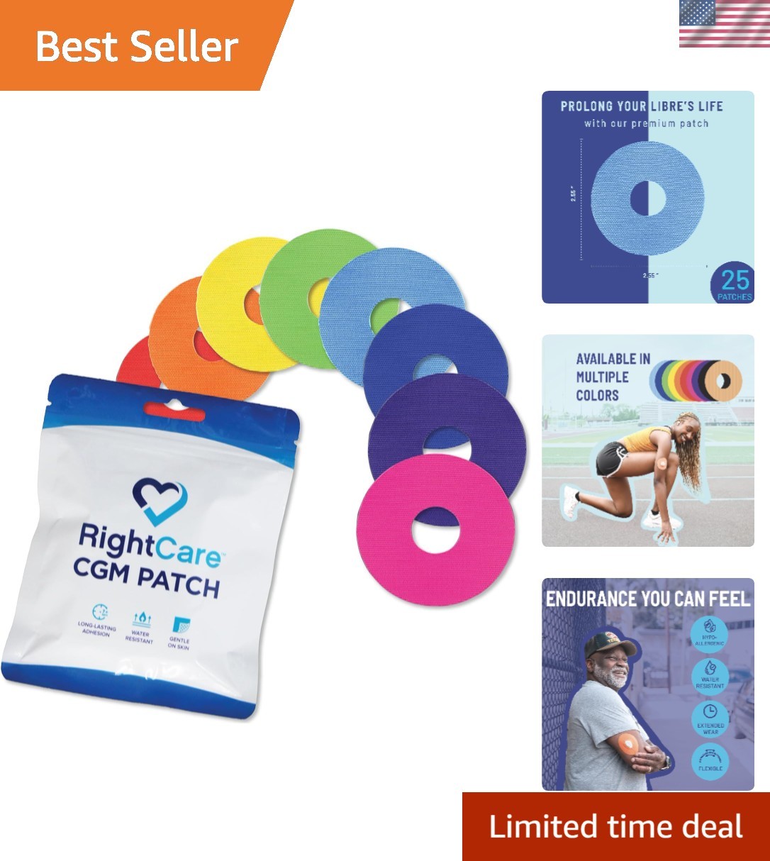 Comfortable Hypoallergenic CGM Sensor Patches – 25 Pre-Cut Waterproof Adhesive