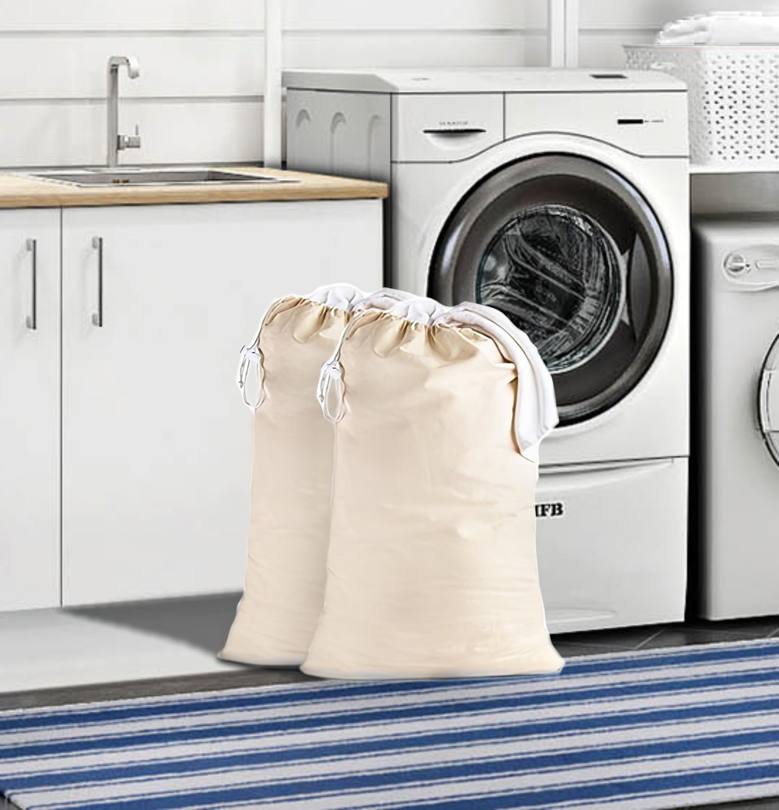 Cotton Craft – 2 Pack Extra Large 100% Laundry Bag / 2 Pack, Natural