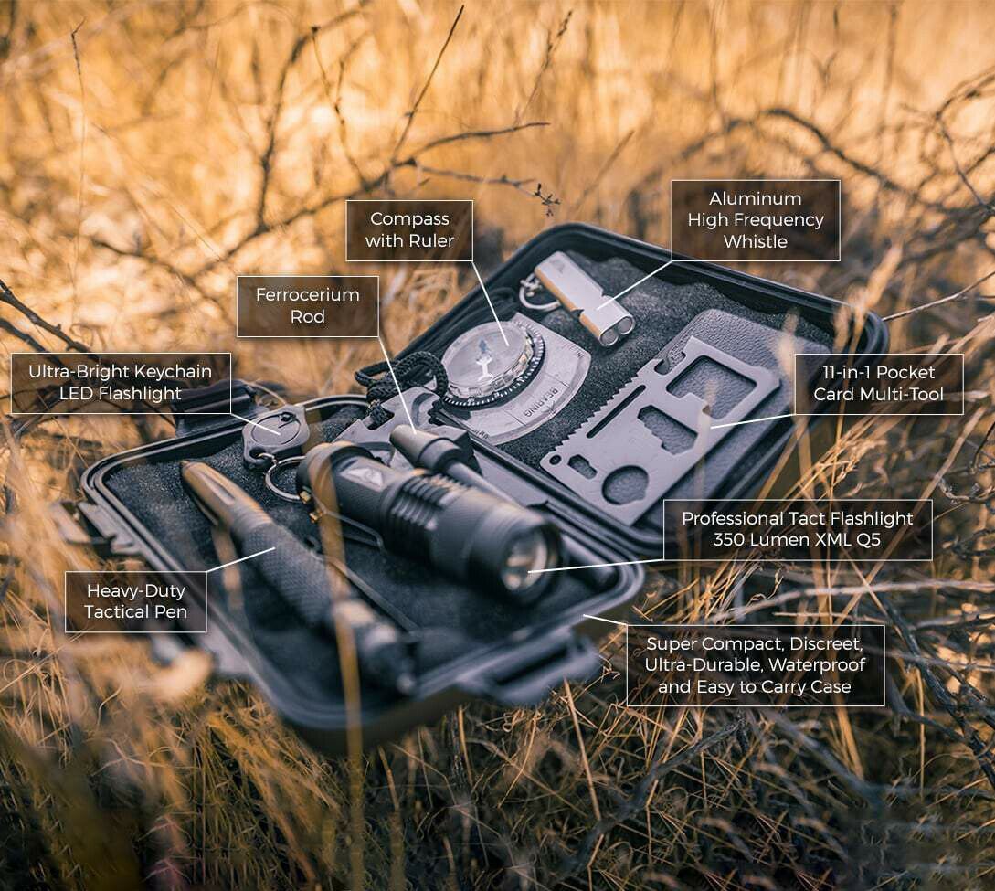 EDC Everyday Carry Kit Compact Survival Outdoor Emergency Tool Gear 9 in 1