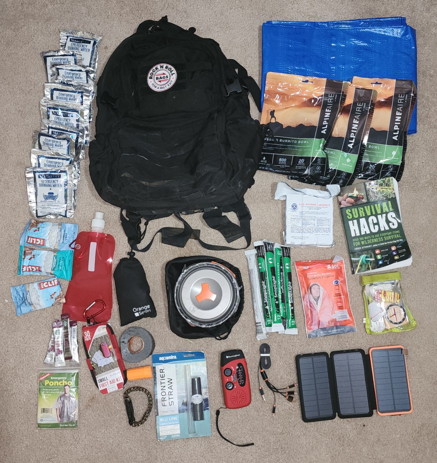Rock N Roll Emergency Bug Out  Go Bag Fully Stocked (2509281146