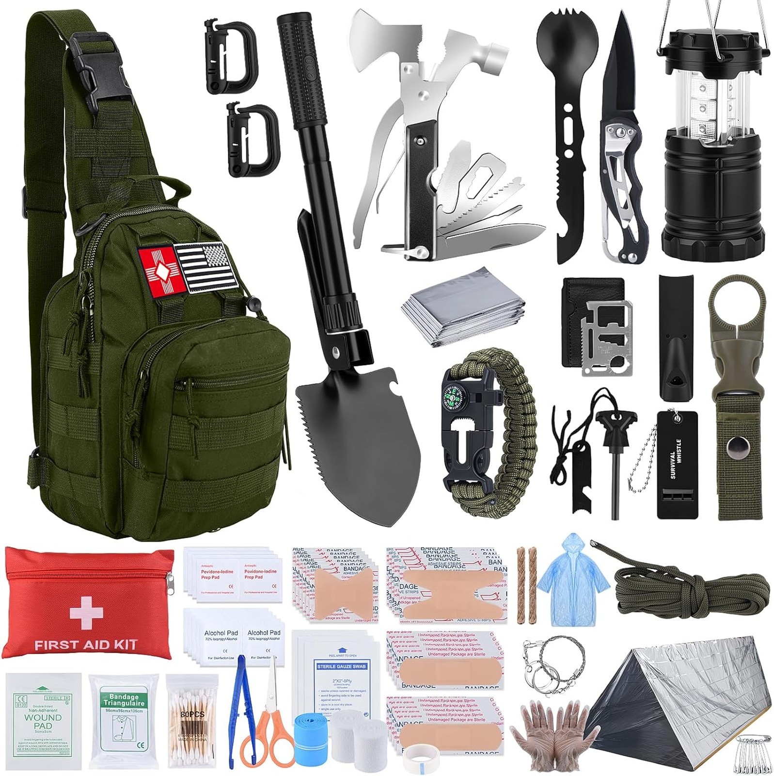 Survival Kit 251pcs Emergency Gear First Aid Supplies Camping Outdoor Emergency