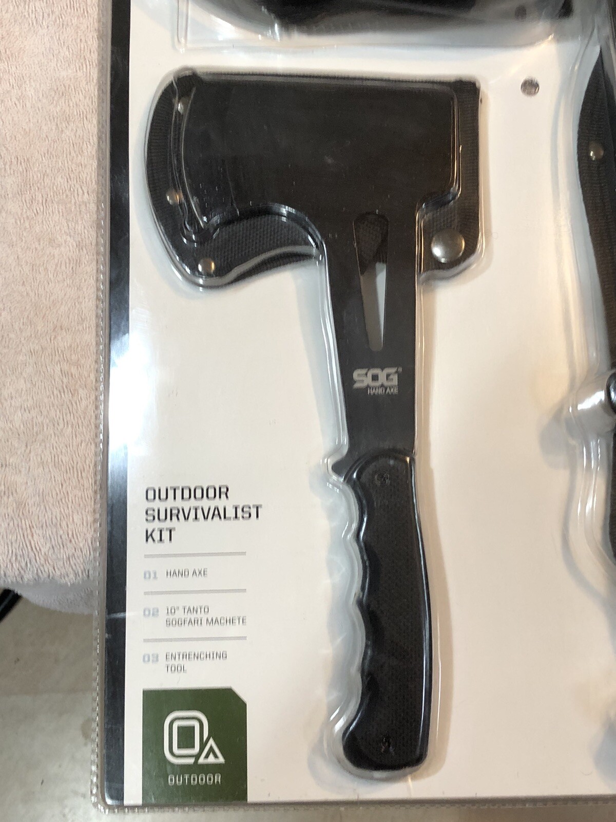 SOG 3 Piece Outdoor Survivalist Kit Hatchet Knife Saw Shovel