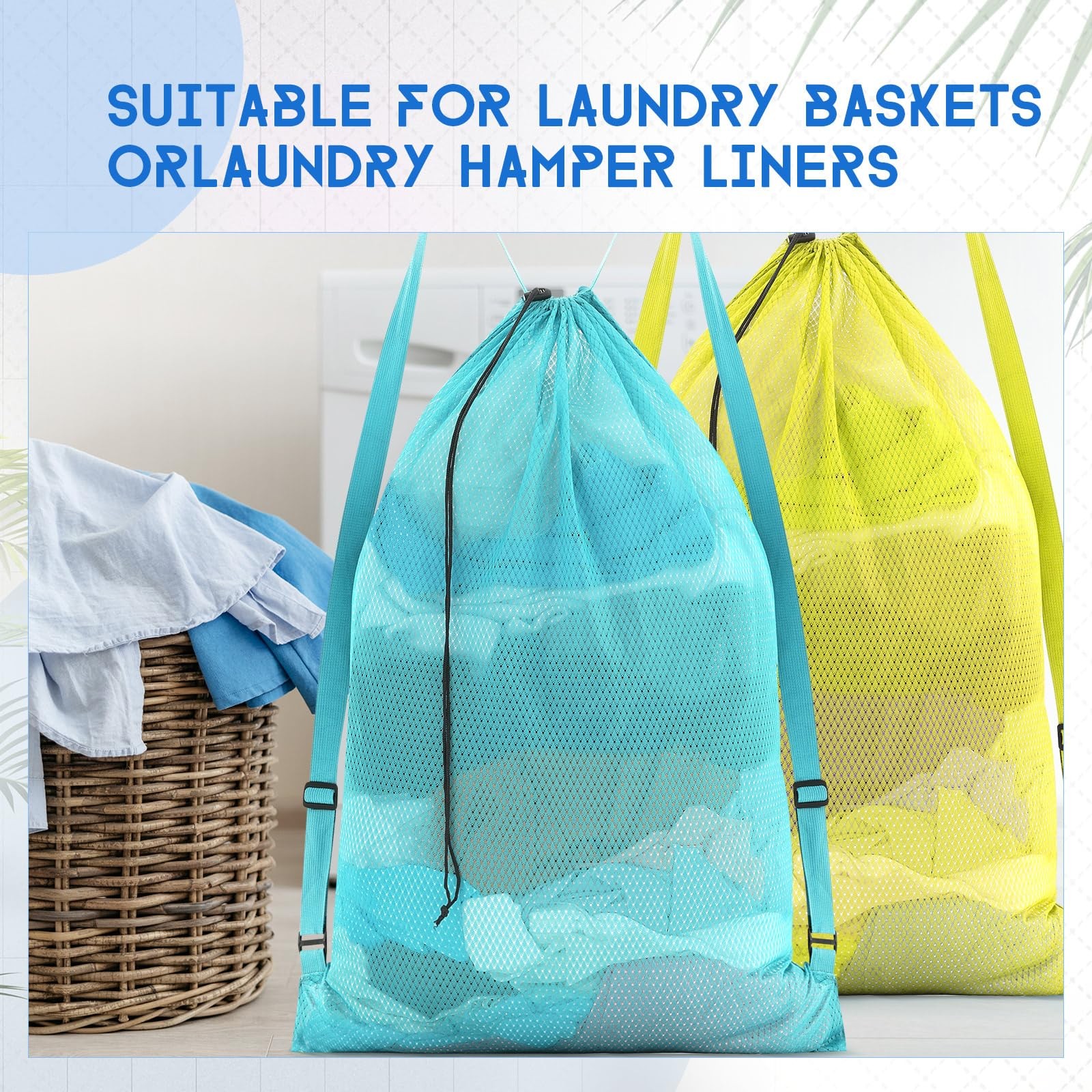 Wesnoy 4 Pcs Large Mesh Laundry Bag with Adjustable 24 X 36 Inches, Colorful