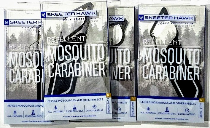 4 Pack Skeeter Hawk Carabiner With Essential Oils. New!!! Sealed!!!