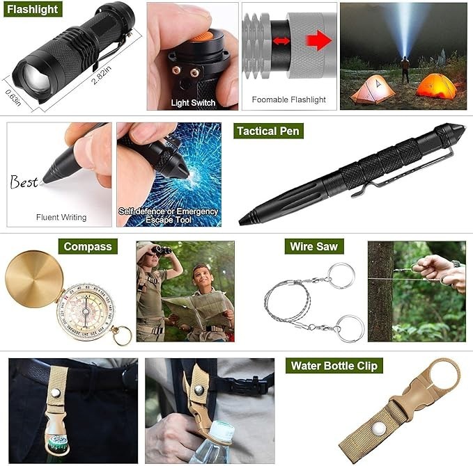 Tactical Emergency Equipment Survival Kit Outdoor Sport Hiking Camping SOS Tool