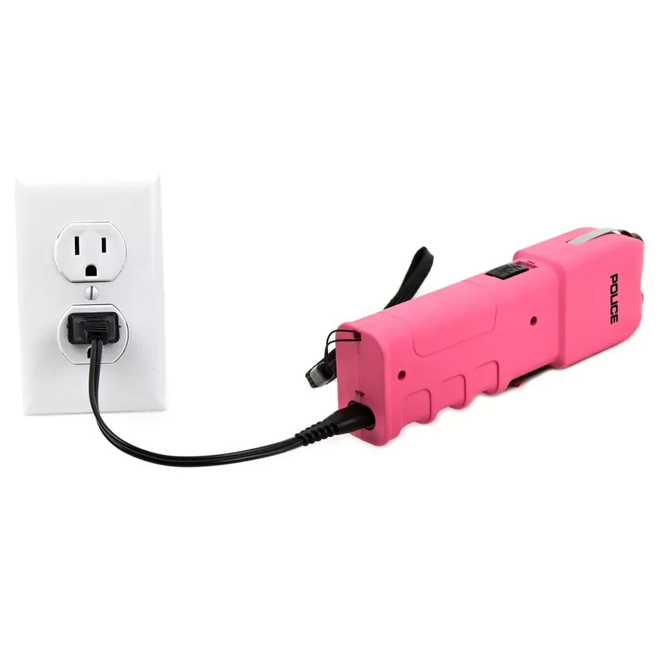 POLICE Stun Gun 928 Max Volt Heavy Duty Rechargeable LED Flashlight Pink