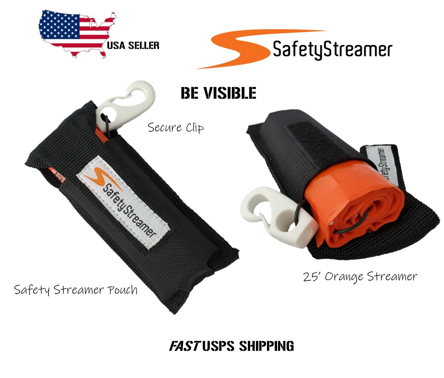 Safety Streamer 6″ wide 25′ long visible orange, recycled HDPE