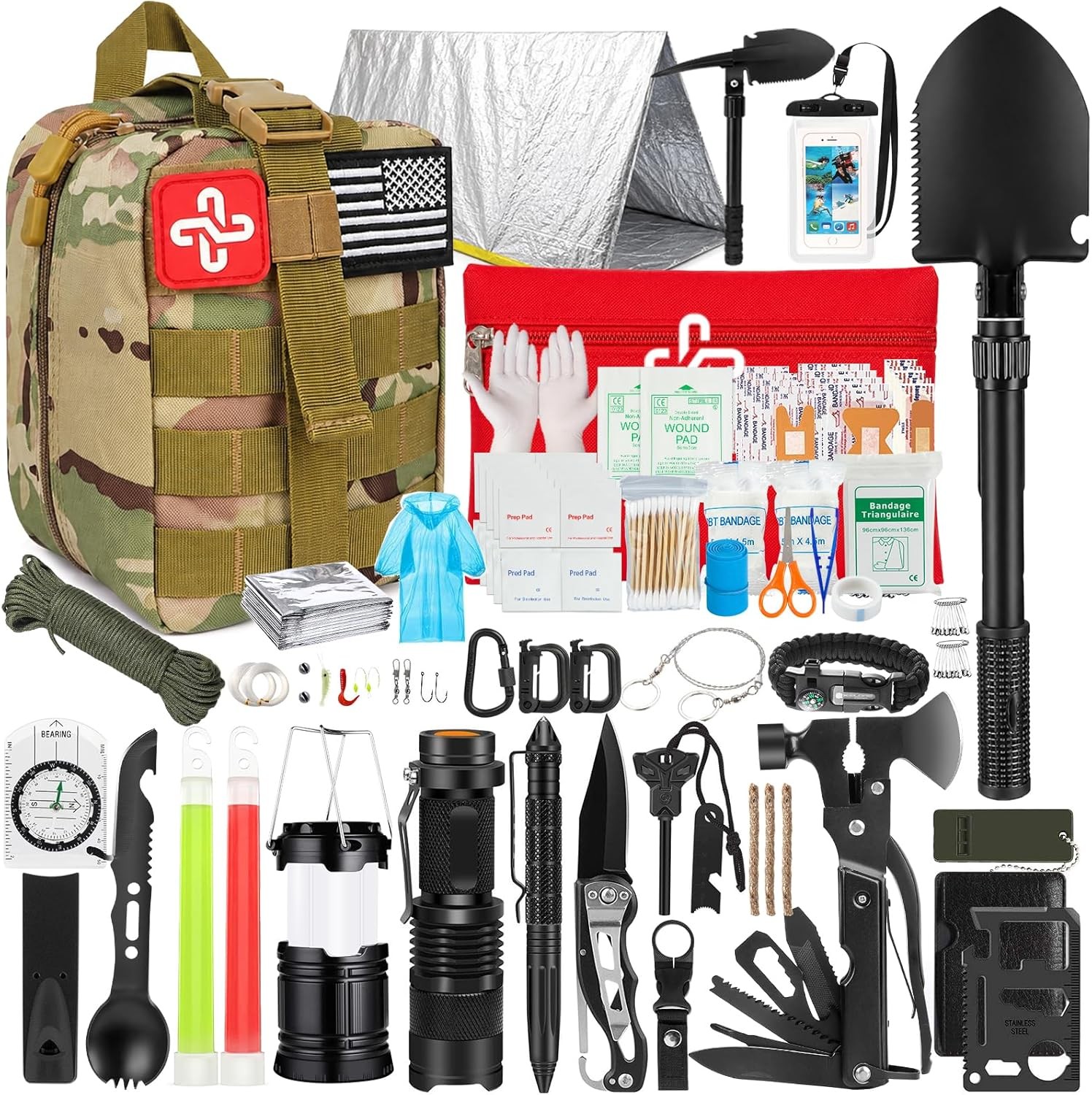 Survival Kit 250Pcs First Aid Gear with Molle Bag