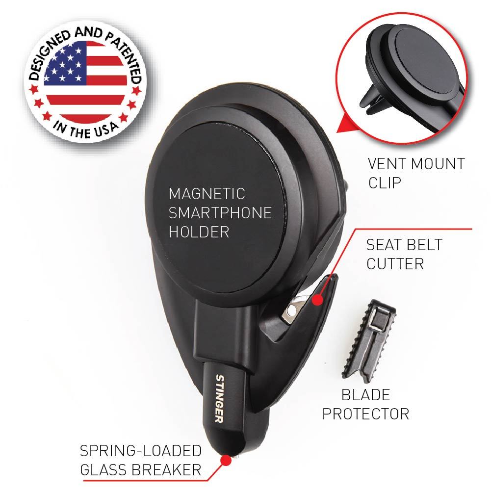 Life-Saving Rescue Car Escape Tool: Vent Mount Smartphone Holder, Window Breaker