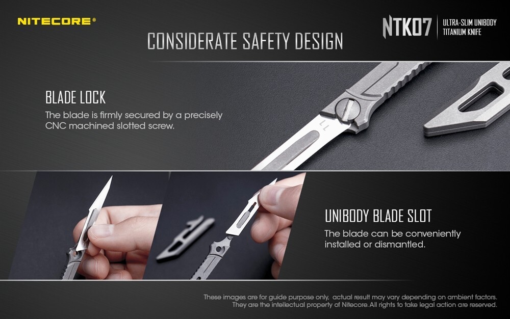 Nitecore NTK07 Titanium Knife – EDC Everyday Carry Knife with Replaceable Blade