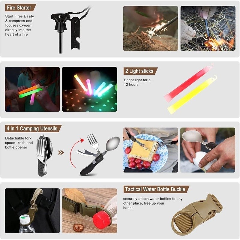 238Pcs Emergency Survival Kit and First Aid Kit Professional Survival Gear Tool