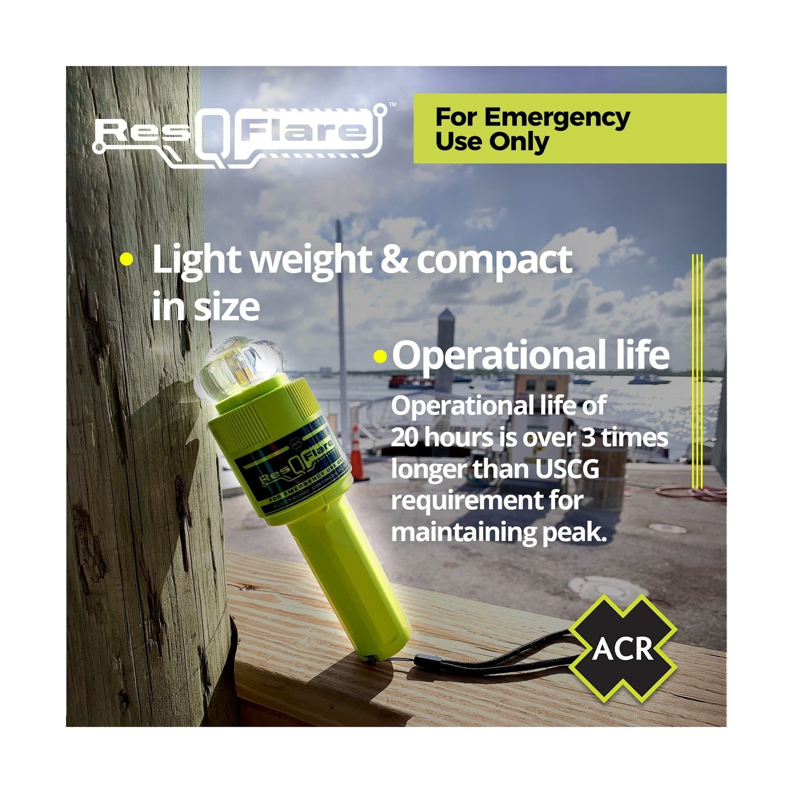 ACR ResQFlare Electronic Distress E-Flare and Flag, USCG Approved Replacement…