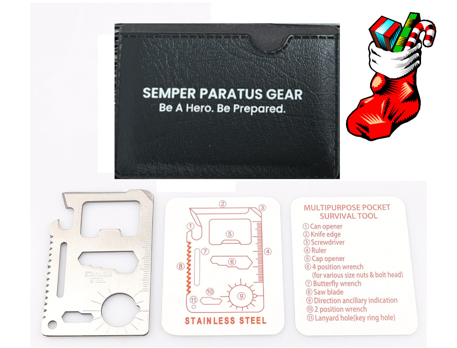 14-in-1 Multitool Card – Excellent Holiday Stocking Stuffers 5 / 10/ 20 PAKs
