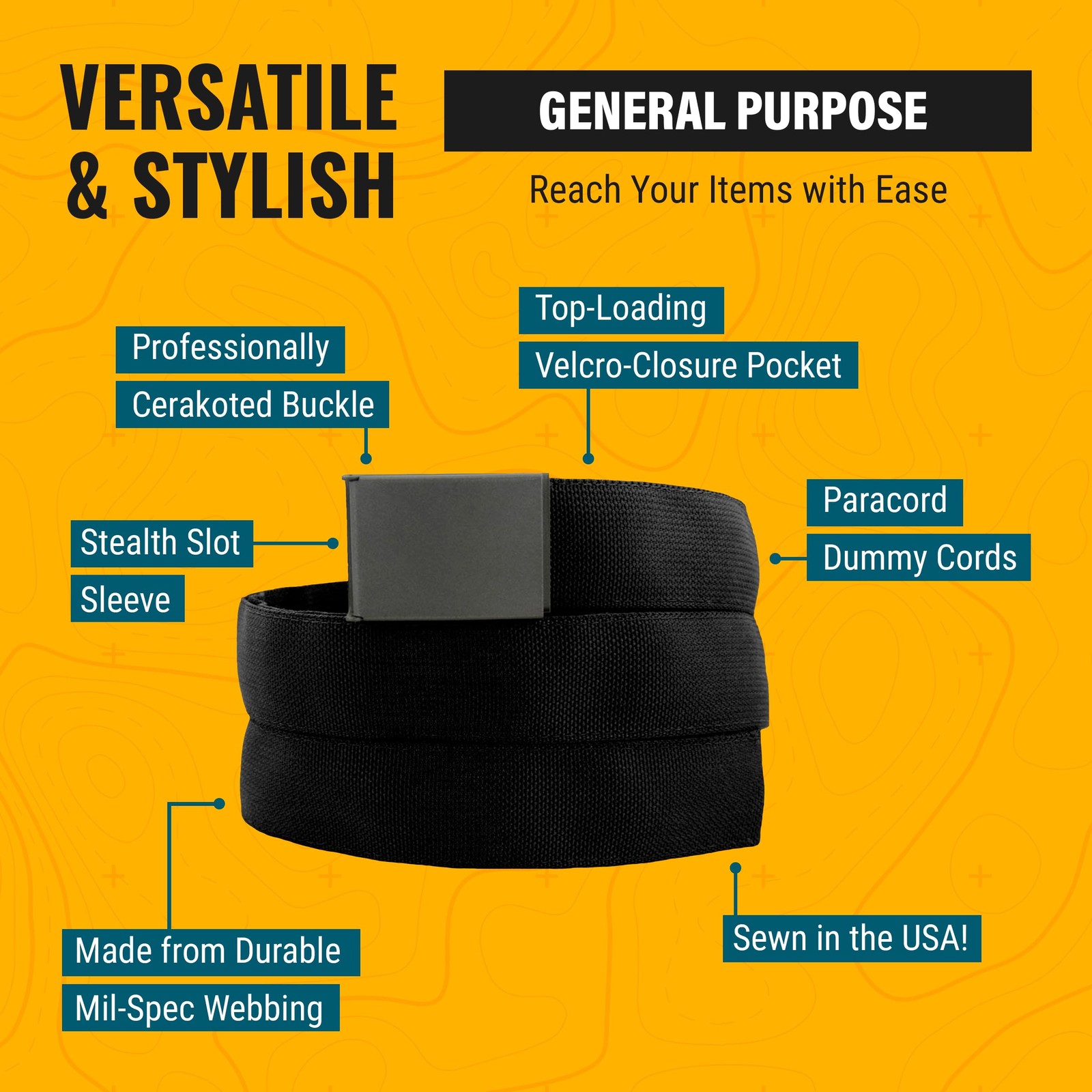 Cache Belt for Men with Pocket, Adjustable Anti-Theft Nylon Belt with Stainle…