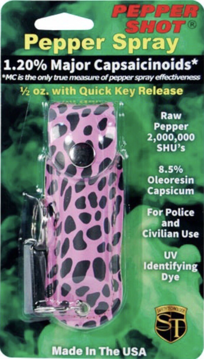 2 HOT Police Pepper Spray 1/2 oz Keychain Holster Case 1.2MC QUICK RELEASE Women
