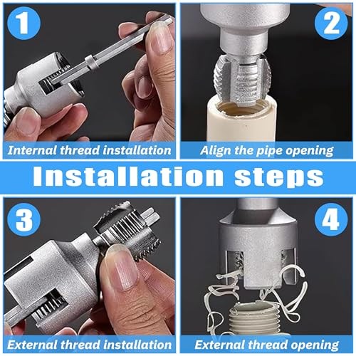 2 PCS 2-in-1 PVC Pipe Threader Kit, Dual Function Integrated Internal &