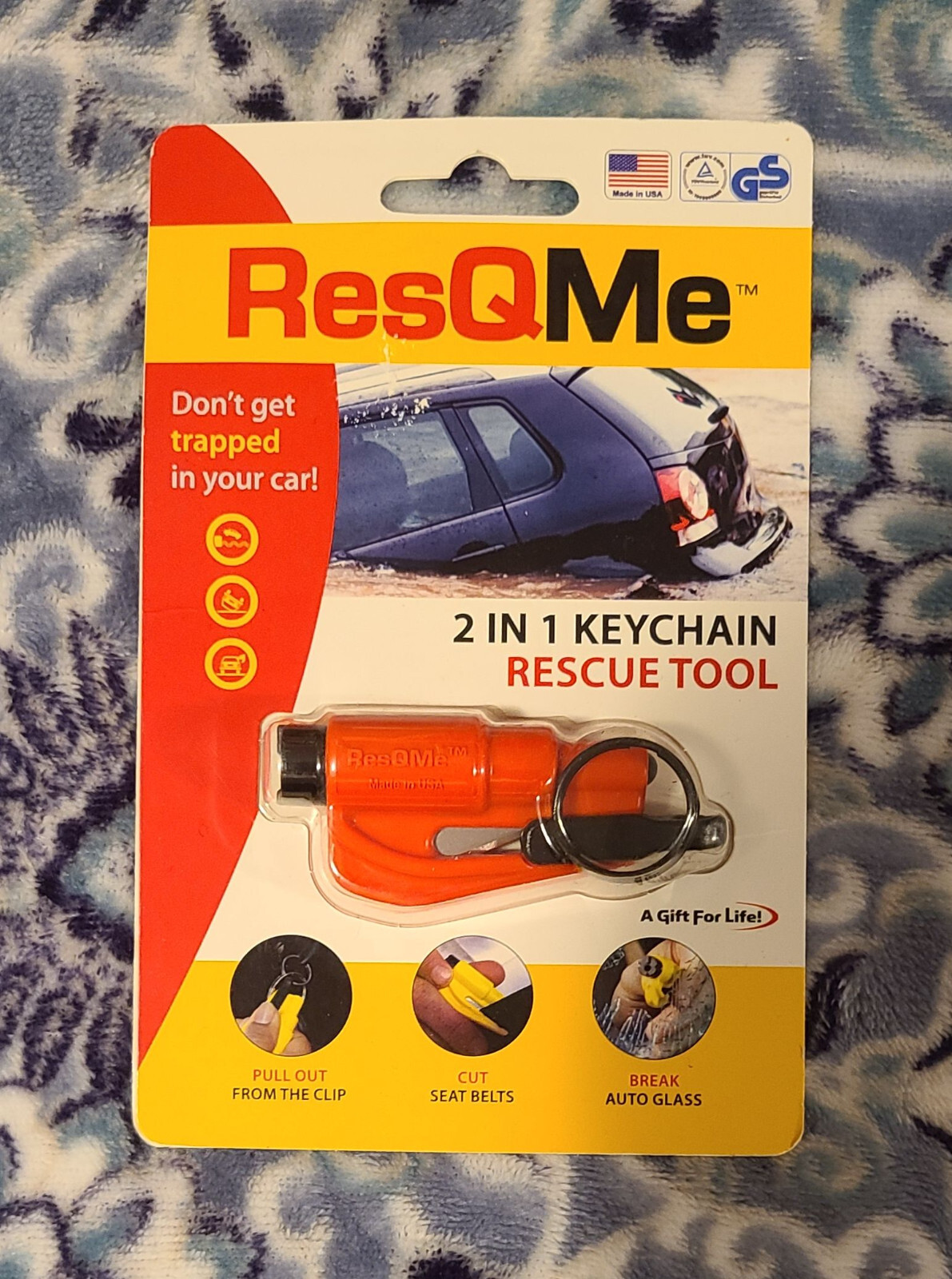 Orange RESQME Keychain Window Breaker Rescue Tool New In Original Package