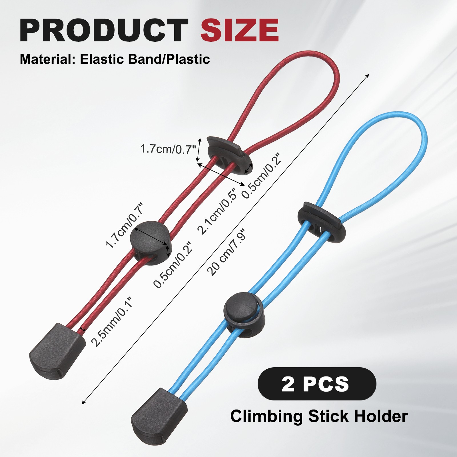 Climbing Stick Holder, Backpack Hiking Pole Ropes 8 Inch & 2 Pcs & Red/Blue