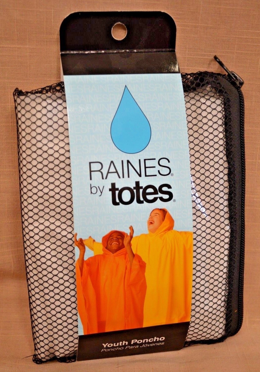 Raines by TOTES YOUTH Poncho One Size WHITE Rain Pullover Side Snaps EVA Fabric