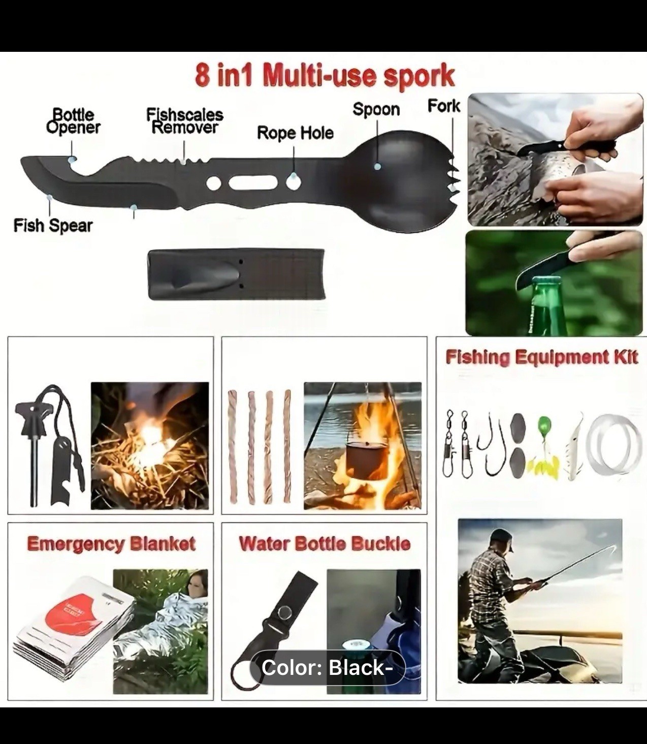 Emergency Survival Kit First Aid 158 piece Military Prepper Outdoor Tactical Bag