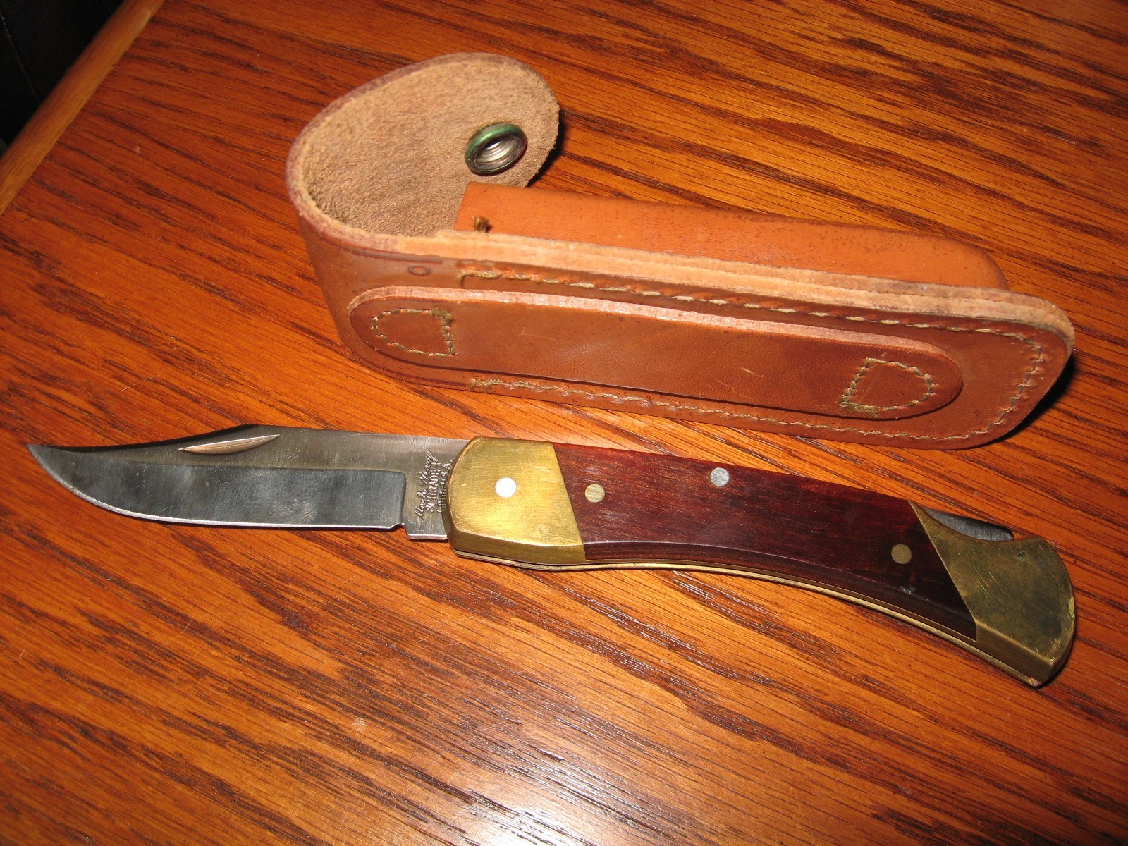 rmk99 Uncle Henry Schrade 8.7″ Folding Knife LB7 USA Wood Handle w/Sheath st135