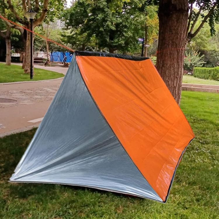 Orange Emergency Survival Tent – 2 Person Tube Tent with Survival Whistle & Para