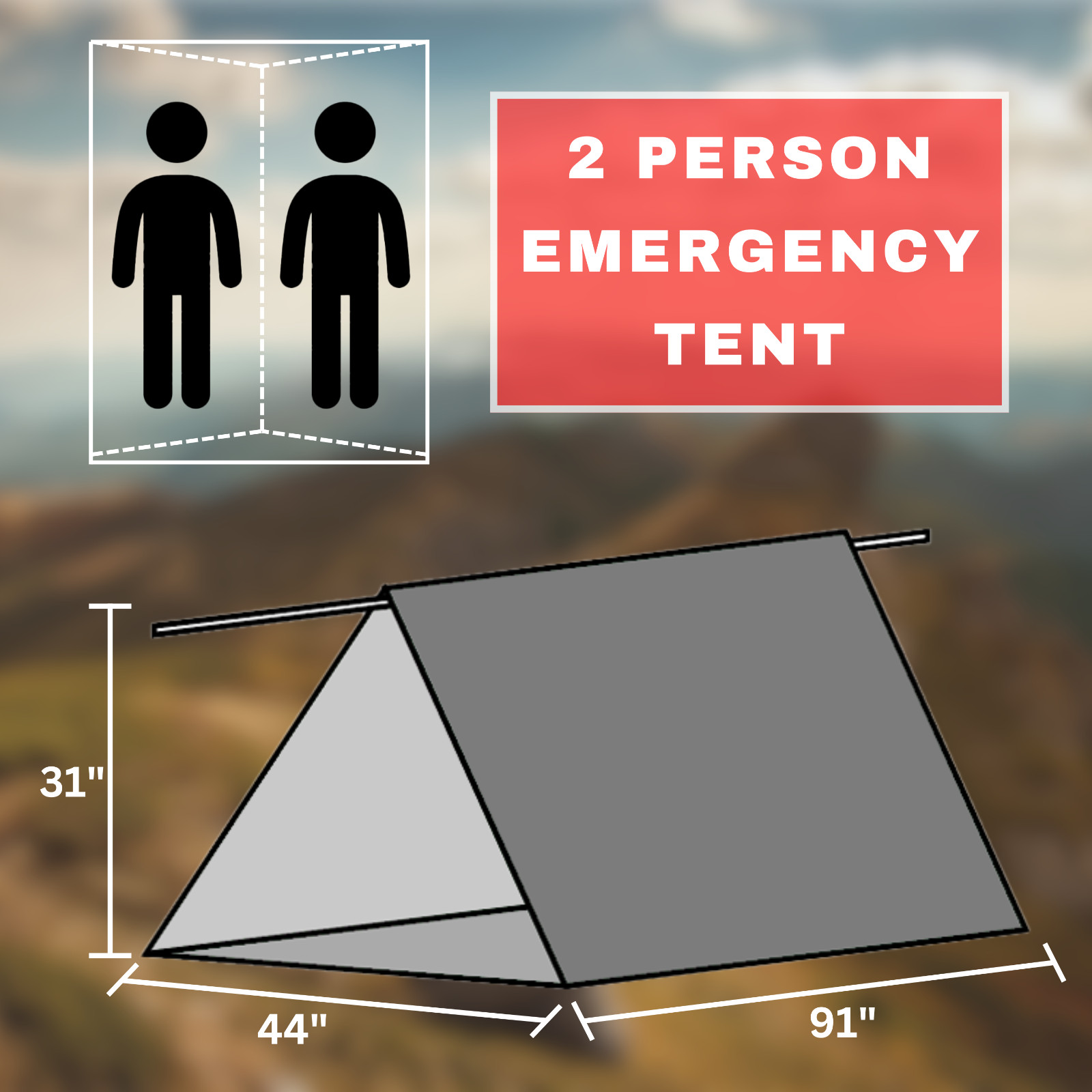 [BULK DEAL] 48x Pack Emergency Reflective Tube Tent for Two People