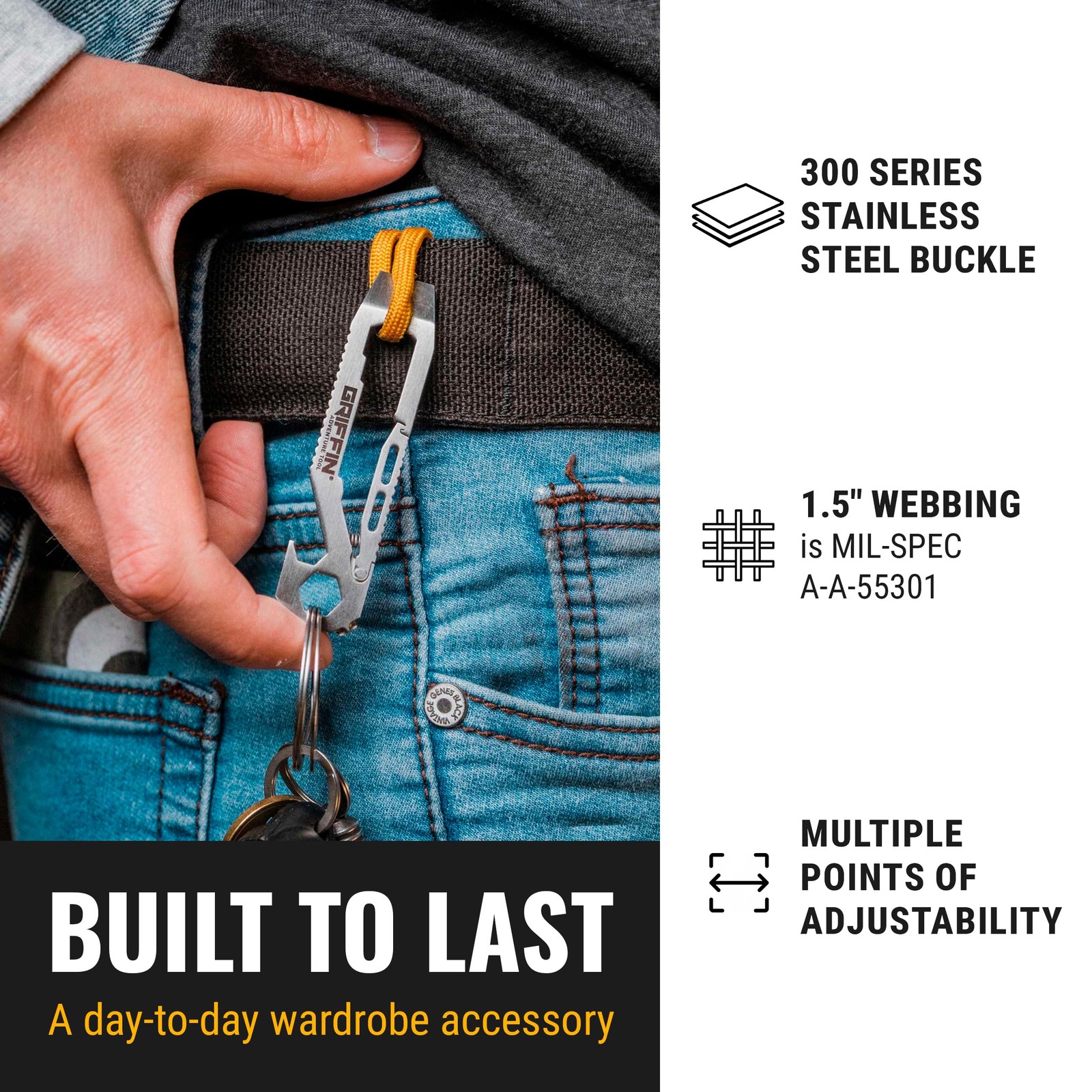 Cache Belt for Men with Pocket, Adjustable Anti-Theft Nylon Belt with Stainle…