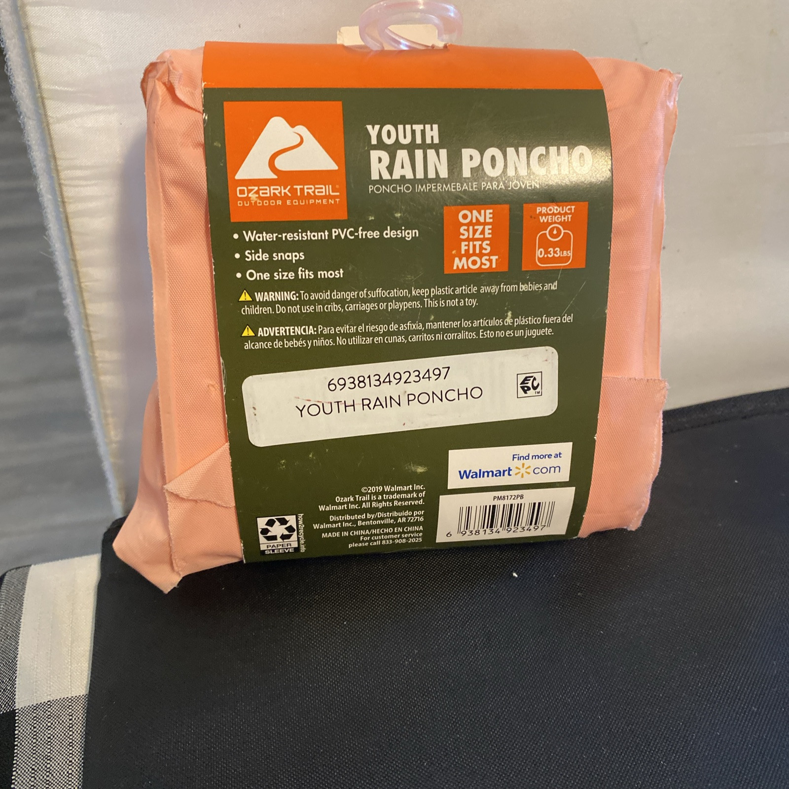 NEW Ozark Trail Youth Rain Poncho One Size Fits Most Pink