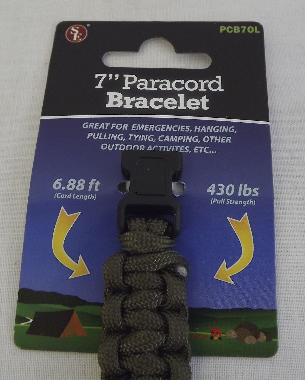 New Paracord Survival OLIVE GREEN Bracelet 7″ Small Wrist 7 Strands 430 Lbs