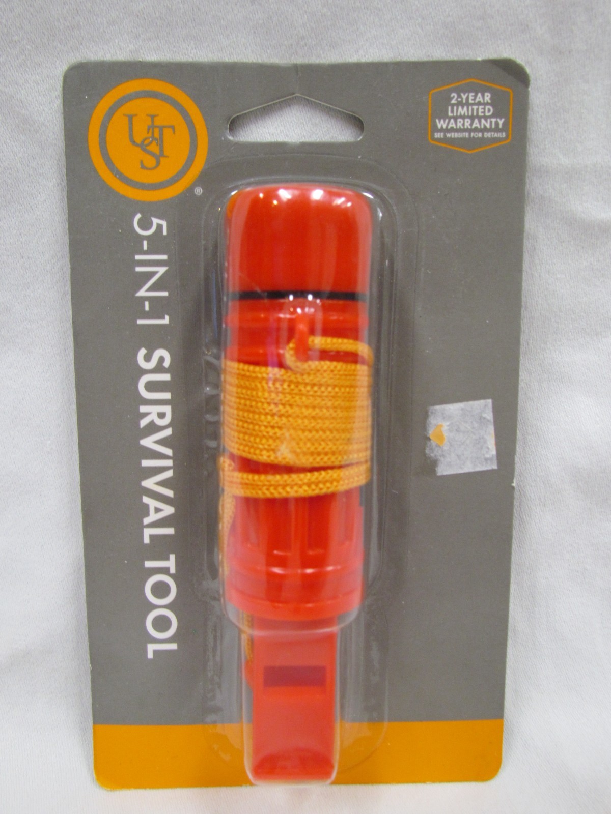 Survival Tool 5-In-1 Whistle Compass Flint Bar Signal Mirror Waterproof Case NEW